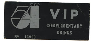 [Studio 54] Vintage Studio 54 "VIP Complimentary Drinks" Ticket
