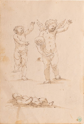 [Memento Mori] [Anonymous, Venice] Study of Cherubs with Skull (17th Century)