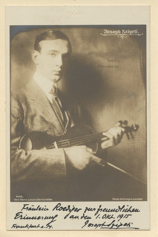 Szigeti, Joseph. (1892–1973) Early Signed Photograph (1915)