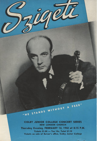Szigeti, Joseph. (1892–1973) Signed Program and Recital Concert Flyer