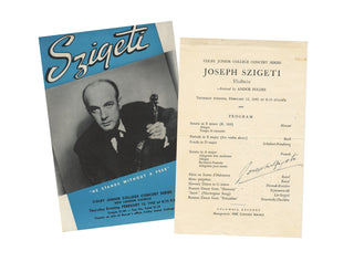 Szigeti, Joseph. (1892–1973) Signed Program and Recital Concert Flyer