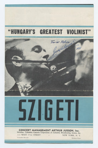 Szigeti, Joseph. (1892–1973) Signed Flyer