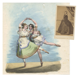 Taglioni, Marie. (1804–1884) Hand-Colored Engraving & Carte de Visite Photograph