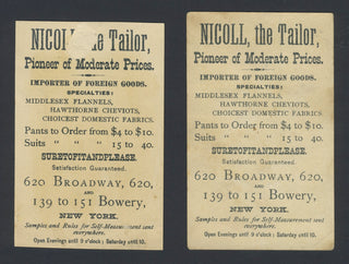 [Fashion] Group of Victorian Era Tailors' Trade Cards