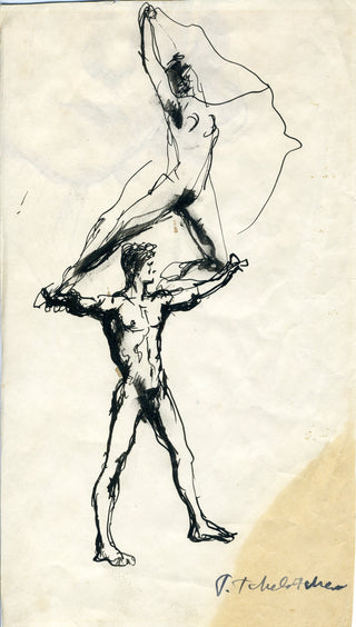 Tchelitchew, Pavel. (1898 - 1957) Balance: A Pair of Dancers or Acrobats - ORIGINAL DRAWING