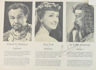 [The Ten Commandments] Heston, Charlton. (1923–2008) Price, Vincent. (1911 - 1993) Hardwicke, Sir Cedric. (1893 – 1964) & Anderson, Judith. (1897 - 1992) & Scott, Martha. (1912 - 2003) & Deering, Olive.  (1918 - 1986) The Ten Commandments - Signed Souveni