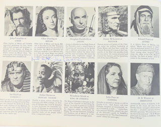 [The Ten Commandments] Heston, Charlton. (1923–2008) Price, Vincent. (1911 - 1993) Hardwicke, Sir Cedric. (1893 – 1964) & Anderson, Judith. (1897 - 1992) & Scott, Martha. (1912 - 2003) & Deering, Olive.  (1918 - 1986) The Ten Commandments - Signed Souveni