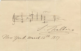 Thalberg, Sigismond. (1812–1871) Autograph Musical Quotation Signed, New York, 1857