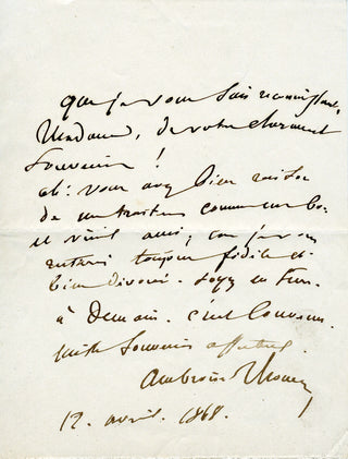 Thomas, Ambroise. (1811-1896) Autograph Note