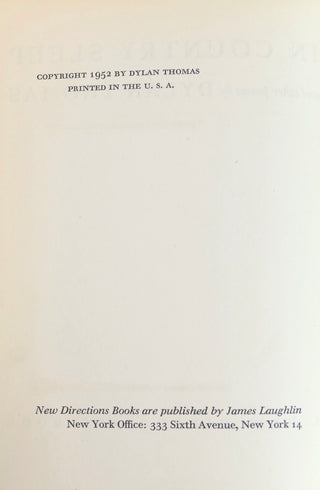 Thomas, Dylan. (1914 - 1953) "In Country Sleep: And Other Poems"