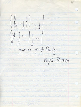 Thomson, Virgil. (1896-1989) "Four Saints in Three Acts" - Autograph Musical Quotation