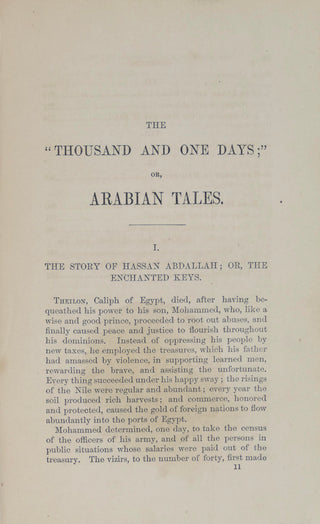 [Anonymous] Pardoe, Julia. (1804 – 1862) "The Thousand And One Days: A Companion to the Arabian nights" - First American Edition
