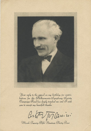 Toscanini, Arturo. (1867–1957) Facsimile Signed Photograph Card