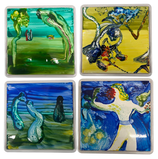 Skaya, Shura. Nursery for Grownups, 2025. 6"x 6" (4) Mixed media on porcelain