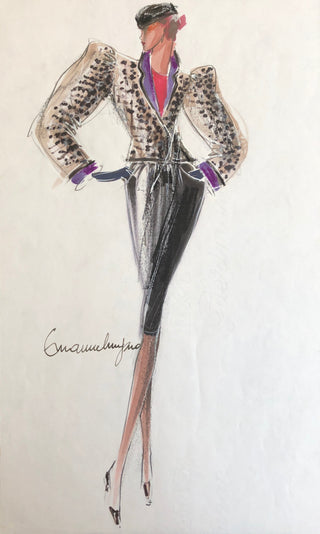 Ungaro, Emanuel. (1933-2019) Signed Fashion Design for a Jacket and Pant ensemble