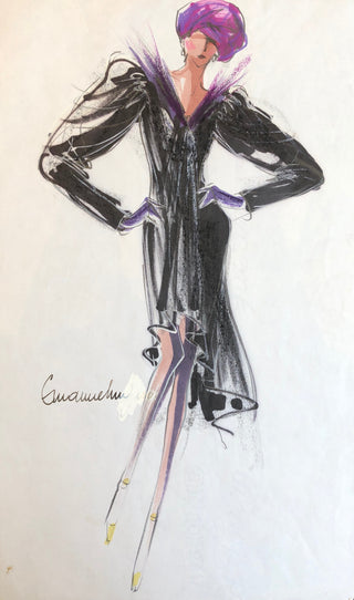 Ungaro, Emanuel. (1933 - 2019) Signed Fashion Design for a Dress and Turban