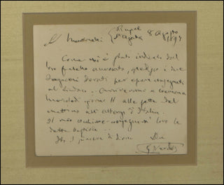 Verdi, Giuseppe.  (1813-1901) Autograph Letter and Portrait Lithograph