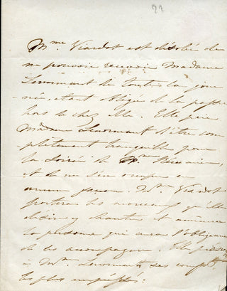 Viardot, Pauline. (1821–1910) "Viardot will bring the pieces she wants to sing there and the person who will obligingly accompany them" - Autograph Letter Signed