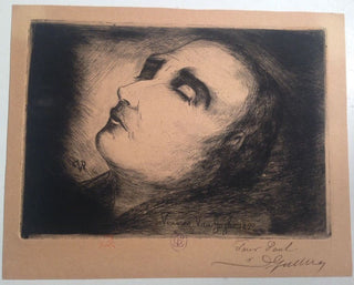 [Van Gogh, Vincent. (1853–1890)] Gachet, Paul. [van Ryssel, Paul] (1828–1909) Vincent Van Gogh on his Deathbed - ORIGINAL ETCHING INSCRIBED TO THE ARTIST'S SON
