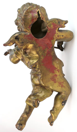 [Violin] [Cherub] Vintage Italian Classical Gilt Figural Musician Cherub Wall Sculpture