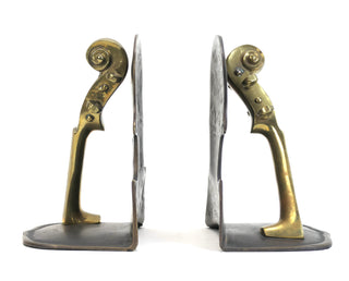 [Violin] Figural Bronze Bookends, ca. 1950s.