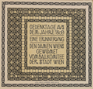 [WIENER WERKSTÄTTE] [[Jugendstill] Ball der Stadt Wien 1909: Gedenktage aus dem Jahre 1809: Eine Erinnerung.