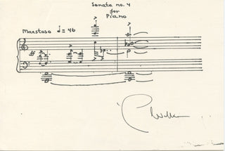 Walker, George. (1922–2018) "Sonata no. 4 for Piano" - Autograph musical quotation signed