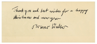Walter, Bruno. (1876–1962) Autograph Holiday Wishes in a Music-Themed Card