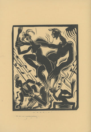 [Jazzin'] Washington, E. M. (b. 1962) "Jazzin'" - Original Woodcut