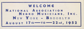[African American History] [National Association of Negro Musicians] Welcome Placard for the "National Association of Negro Musicians"' 29th Annual Convention"