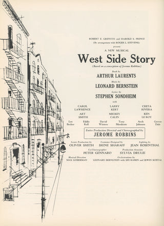 [Bernstein, Leonard. (1918-1990) & Sondheim, Stephen. (1930-2021)] Lawrence, Carol. (b. 1932) & Kert, Larry. (1930-1991) & Rivera, Chita. (b. 1933) & Smith, Art. (1899-1973) & Calin, Mickey. (b. 1935) & LeRoy, Ken. (1927-2019) & Theodore, Lee. (d. 1987) "