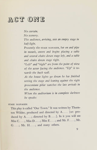 Wilder, Thornton. (1897-1975) "Our Town" - First Edition