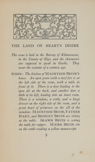 Yeats, William Butler. (1865 - 1939) "The Land of Heart's Desire"