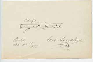 Zerrahn, Carl. (1826–1909) Autograph Musical Quotation Signed, Boston, 1873, view 1