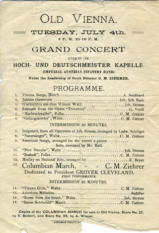 [Ziehrer, Carl Michael. (1843 - 1922)] [Chicago 1893 World Exposition] Original 1893 Program