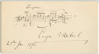 Eugen d'Albert autograph musical quotation signed, 1890, view 1