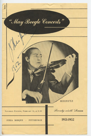Heifetz Signed Program Cover, view 1