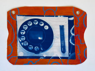 Koestenbaum, Wayne (b. 1958) Schiaparelli Telephone Dial Compact and Bosie’s Vase Cyanotype Assemblage, 2025
